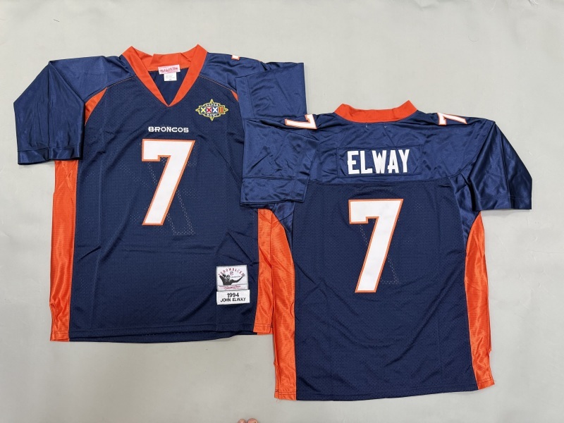 Men 2025 Denver Broncos #7 Elway blue Throwback Limited NFL Jersey style 001